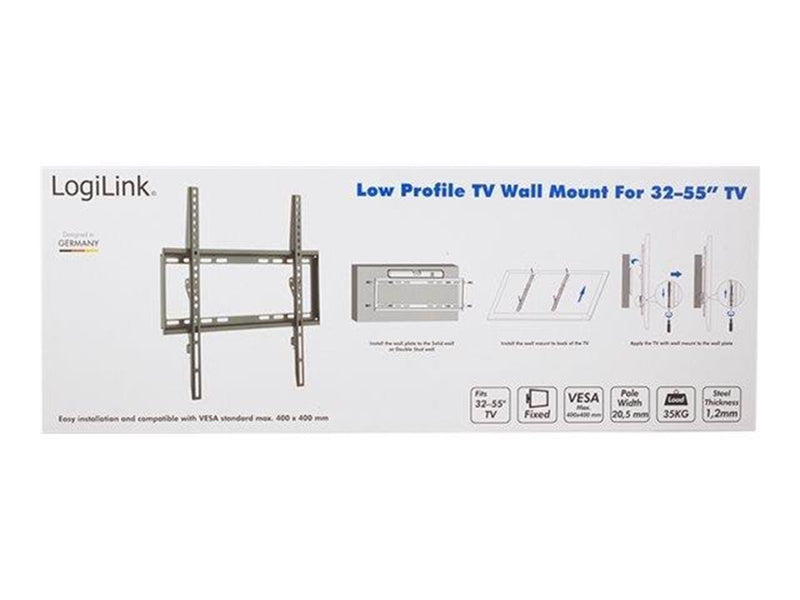 LogiLink TV wall mount 32–55" fixed 35 kg max. 35 kg 55" 200 x 200 mm