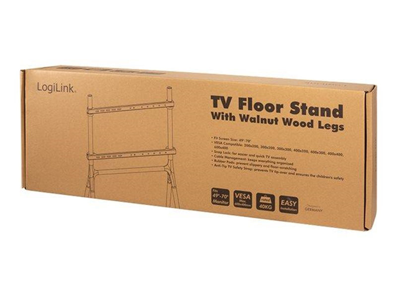 LogiLink TV stand 49–70" with walnut wooden legs 40 kg max. 40 kg 70" 200 x 200 mm