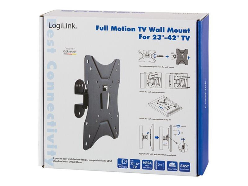 LogiLink TV wall mount 23–42" tilt swivel 25 kg max.