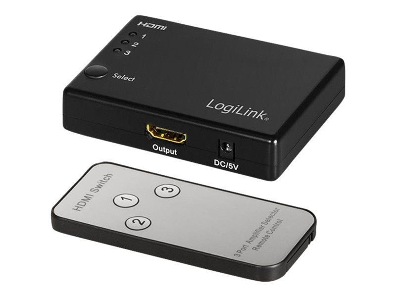LogiLink HDMI switch 3x1-Port 1080p/60 Hz HDCP CEC RC
