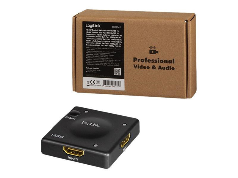 LogiLink HDMI switch 3x1-Port 1080p/60 Hz HDCP CEC Mini