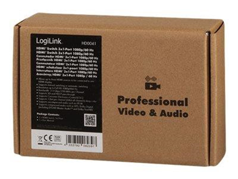 LogiLink HDMI switch 3x1-Port 1080p/60 Hz HDCP CEC Mini