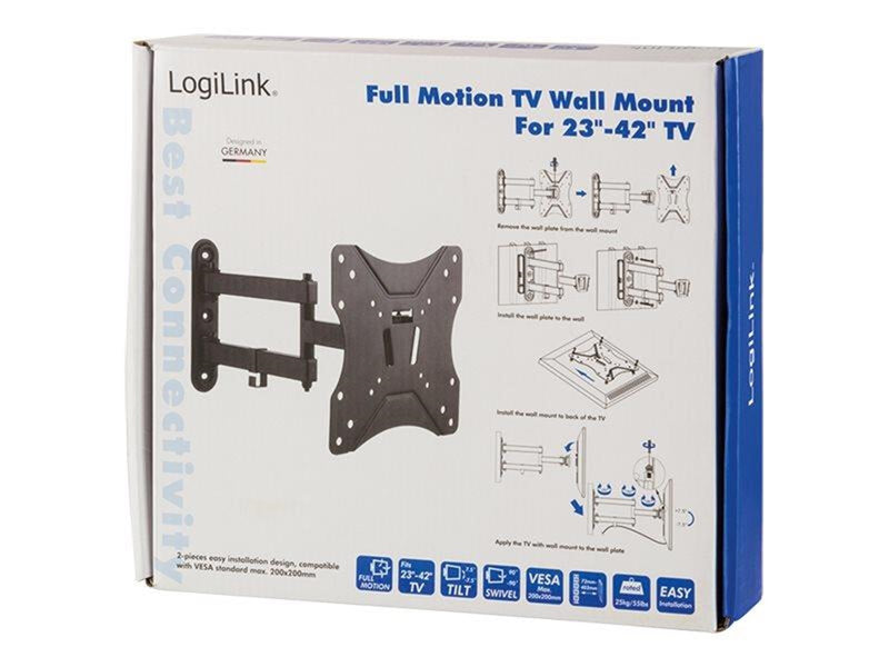 LogiLink TV wall mount 23–42" tilt swivel 25 kg max.