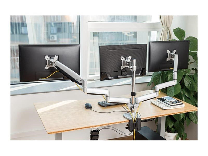 LogiLink Triple monitor mount 13–32" aluminum 2x gas spring