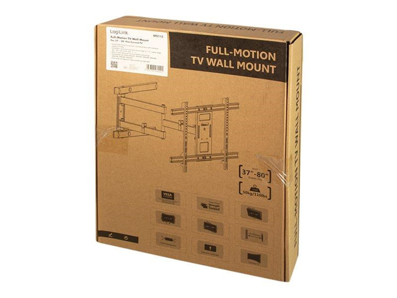 LogiLink TV wall mount 37–80" tilt swivel 50 kg max. 50 kg 80" 200 x 200 mm