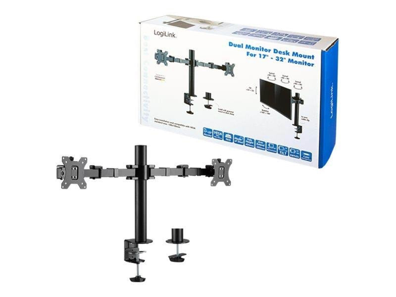LogiLink Dual monitor mount 17–32" arm length: adjustable
