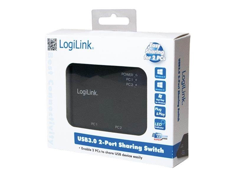 LogiLink 2-Port USB 3.0 sharing switch USB-Hubs - USB 3.2 - 2 - Schwarz