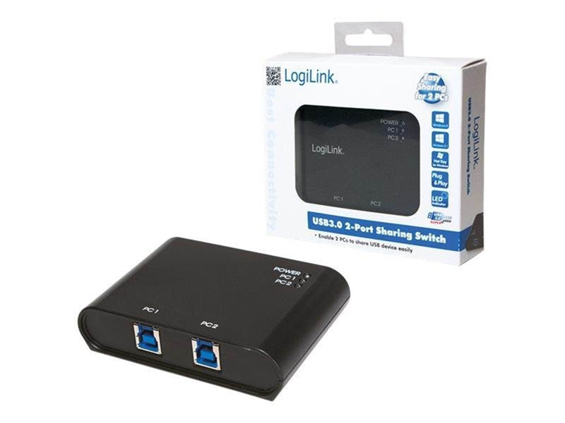 LogiLink 2-Port USB 3.0 sharing switch USB-Hubs - USB 3.2 - 2 - Schwarz