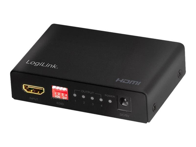 LogiLink HDMI splitter 1x4-Port 4K/60 Hz HDCP EDID HDR CEC downscaler