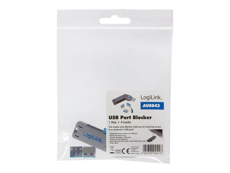 LogiLink USB-A port blocker (1x key and 4x locks)
