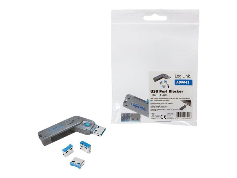 LogiLink USB-A port blocker (1x key and 4x locks)