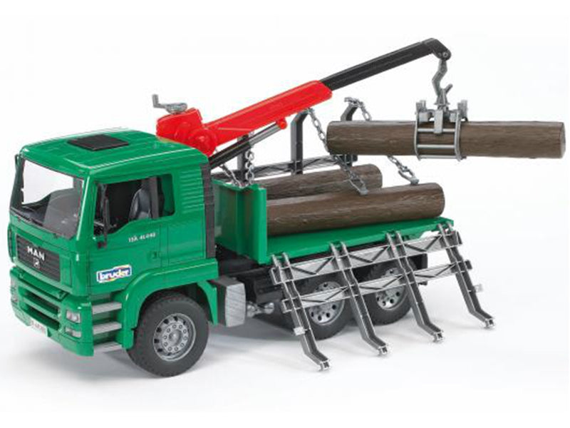 Bruder MAN TGA Timber truck with loading crane and 3 trunks