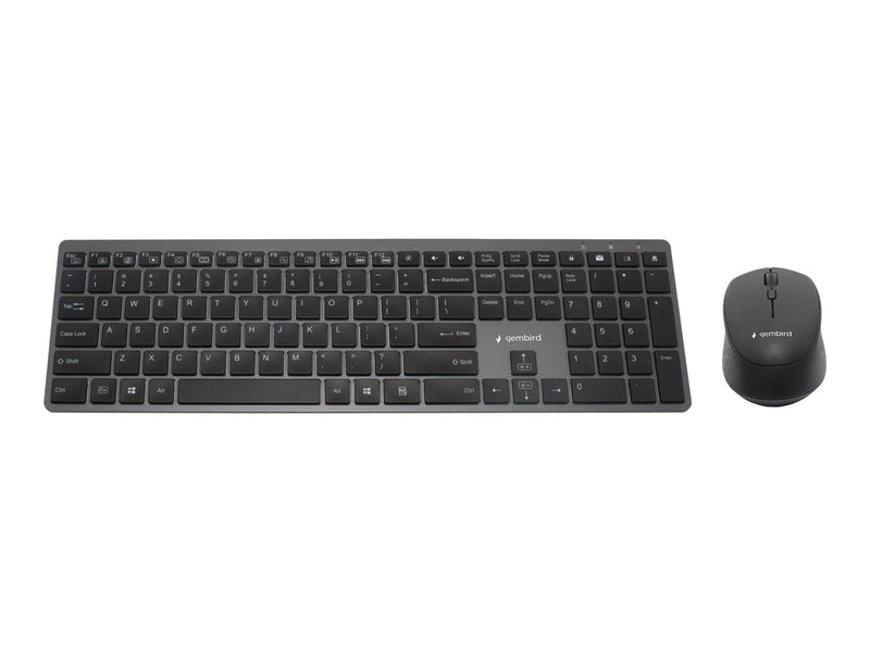Gembird Backlight Pro Business Slim wireless desktop set - keyboard and mouse set - QWERTY - US - black - Tastatur & Maus Set -