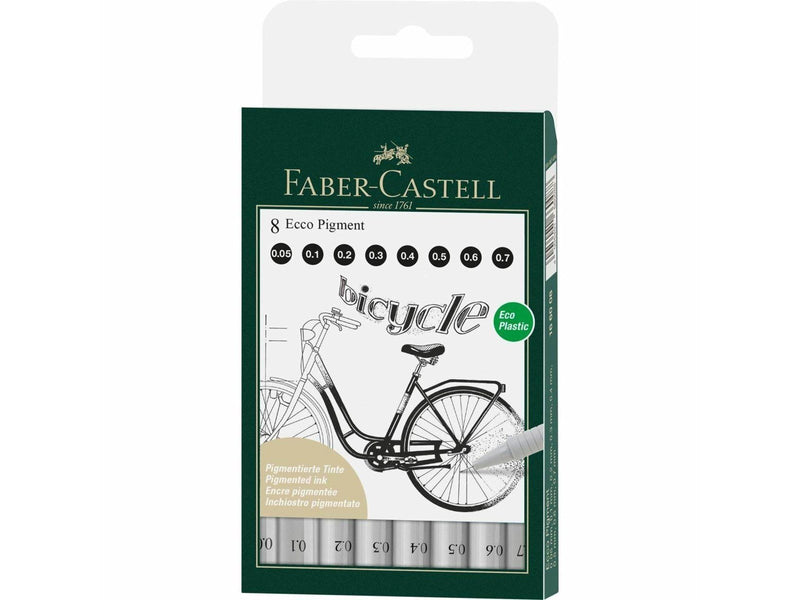 Faber Castell Ecco Pigment Fineliner wallet of 8 black