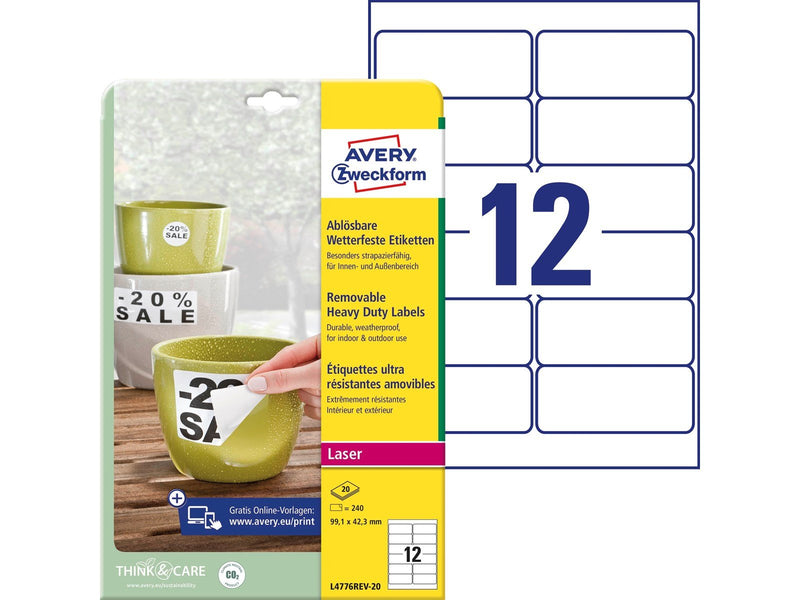 Avery Heavy duty labels removable white suitable for in- and outdoor use (-20oC to +80oC)