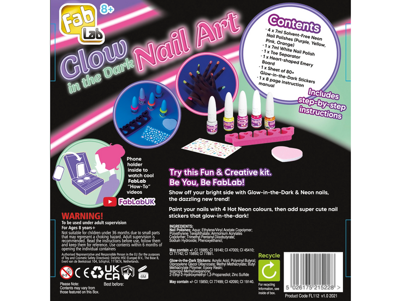 Fab Lab Glow in the Dark Neon Nail Art