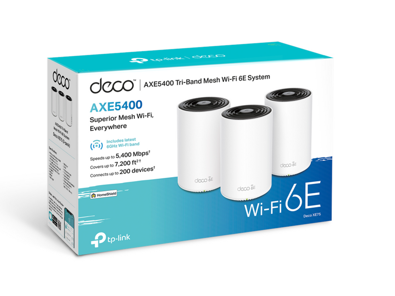 TP-Link Deco XE75 (3-PACK) AXE5400 Tri-Band Mesh - Wireless router 802.11a/b/g/n/ac/ax (Wi-Fi 6E)
