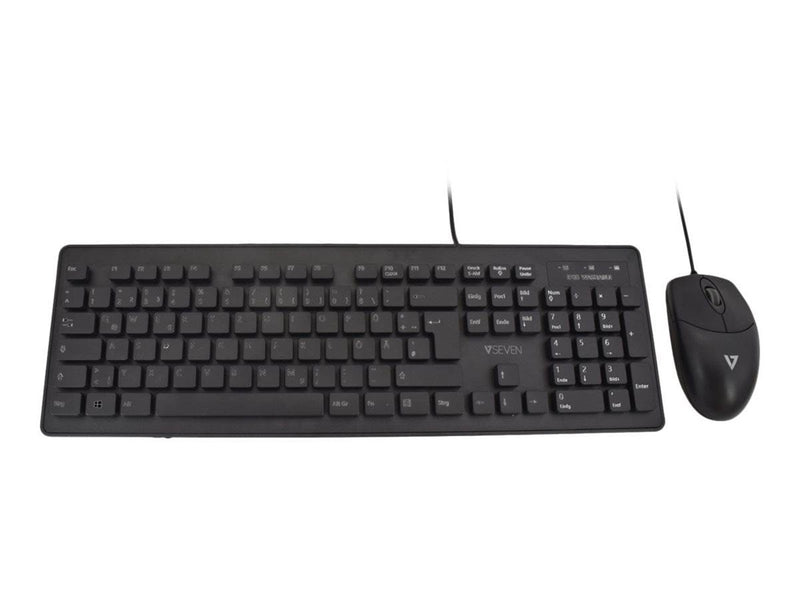V7 CKU700DE - keyboard and mouse set - QWERTZ - German - black - Tastatur & Maus Set - Deutsch - Schwarz