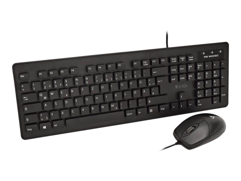 V7 CKU700DE - keyboard and mouse set - QWERTZ - German - black - Tastatur & Maus Set - Deutsch - Schwarz
