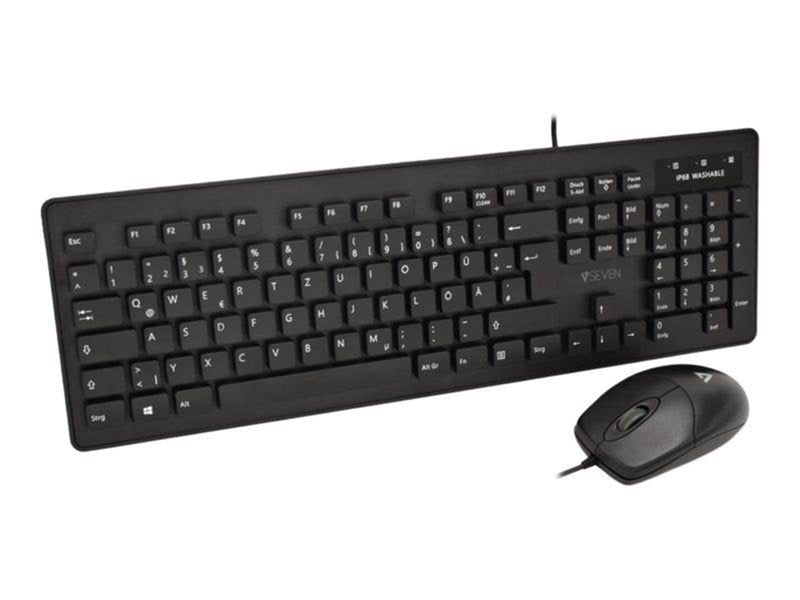 V7 CKU700DE - keyboard and mouse set - QWERTZ - German - black - Tastatur & Maus Set - Deutsch - Schwarz