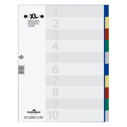 DURABLE Ordnerregister Vollformat, Überbreite blanko 10-teilig - 1 Satz