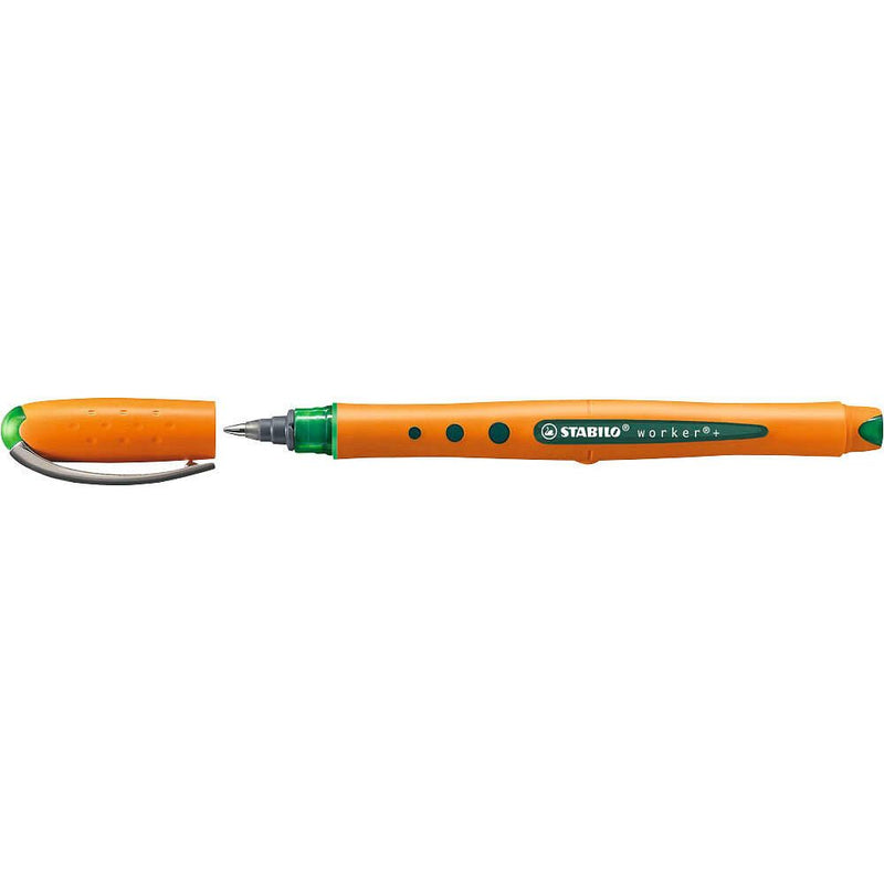 STABILO worker + Tintenroller orange 0,5 mm - Schreibfarbe: grün