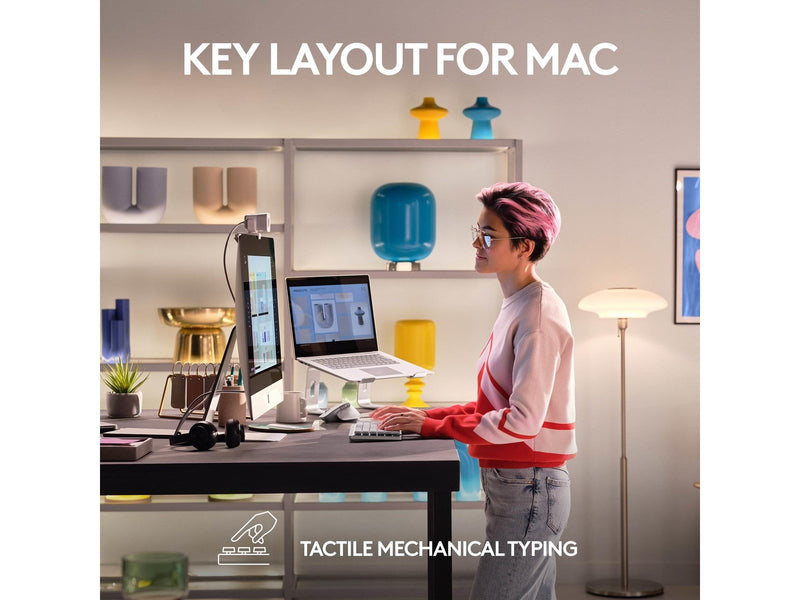 Logitech MX Mechanical Mini for Mac - Minimalist Wireless Illuminated Performance Keyboard Pale Grey - US - Tastaturen - Englisc