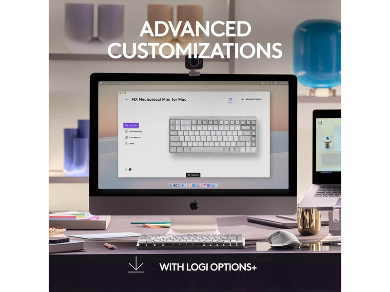 Logitech MX Mechanical Mini for Mac - Minimalist Wireless Illuminated Performance Keyboard Pale Grey - US - Tastaturen - Englisc