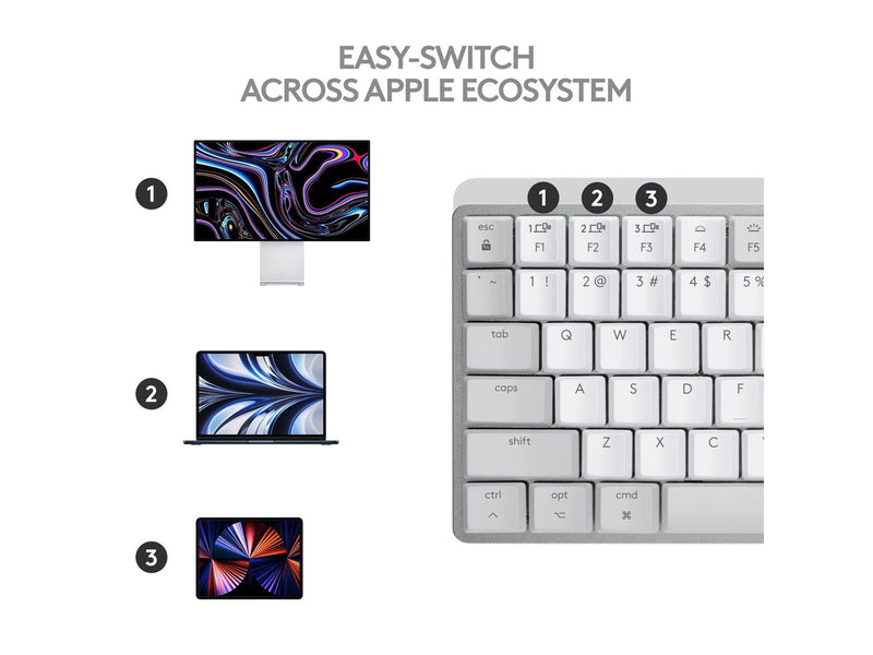 Logitech MX Mechanical Mini for Mac - Minimalist Wireless Illuminated Performance Keyboard Pale Grey - US - Tastaturen - Englisc