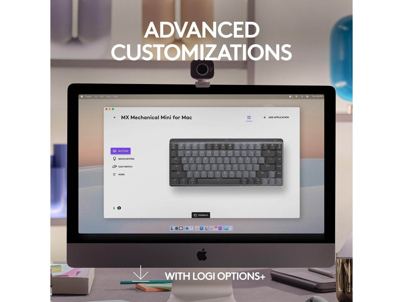 Logitech MX Mechanical Mini for Mac - Minimalist Wireless Illuminated Performance Keyboard Space Grey - US - Tastaturen - Englis