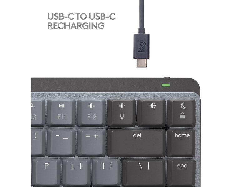 Logitech MX Mechanical Mini for Mac - Minimalist Wireless Illuminated Performance Keyboard Space Grey - US - Tastaturen - Englis