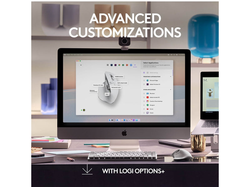 Logitech MX Master 3S for Mac Performance Wireless Mouse - Pale Grey - Ergonomische Maus (Weiß)