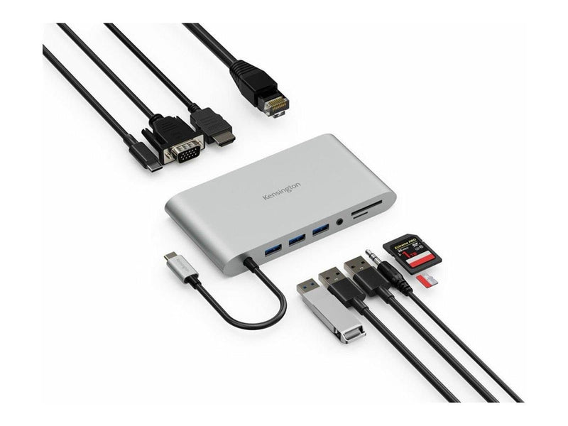 Kensington UH1440P USB-C 5Gbps Dual Video Driverless Mobile Dock – 85W Pass-Through Power – DP/HDMI/VGA