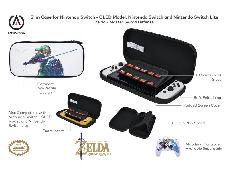 PowerA Slim Case for Nintendo Switch - Zelda Master Sword Defense - Miscellaneous Bag - Nintendo Switch