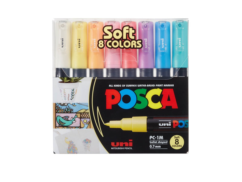 POSCA  marker sæt Soft Colors PC-1M 8 ass.