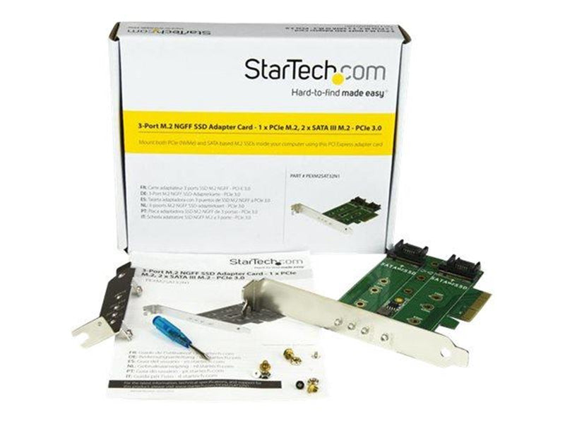 StarTech.com 3PT M.2 SSD Adapter Card - 1x PCIe (NVMe) 2x SATA M.2 PCIe 3.0