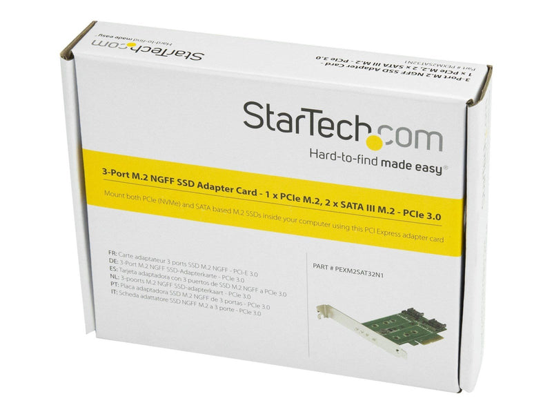 StarTech.com 3PT M.2 SSD Adapter Card - 1x PCIe (NVMe) 2x SATA M.2 PCIe 3.0