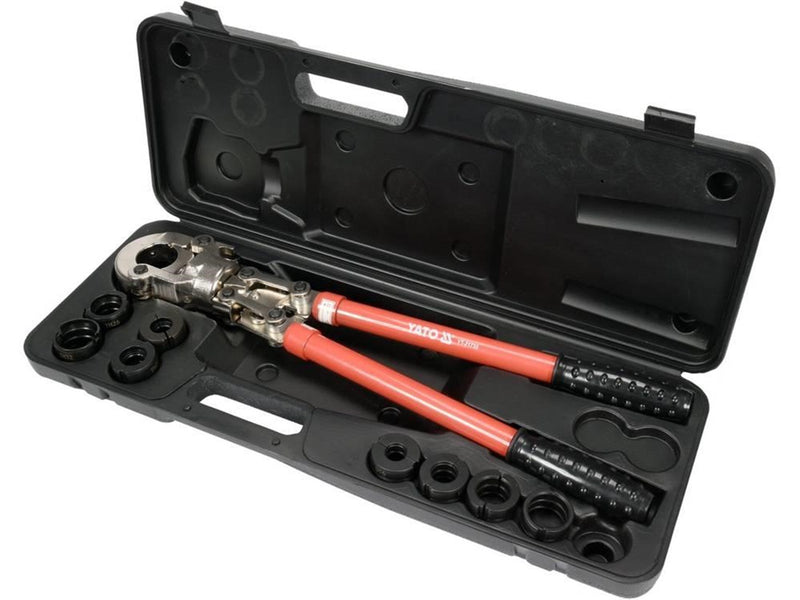 Yato YT-21735 HYDRAULIC HAND PRESS FOR PRESSING PEX-AL-PEX FITTINGS WITH A SET OF 8 PIECES