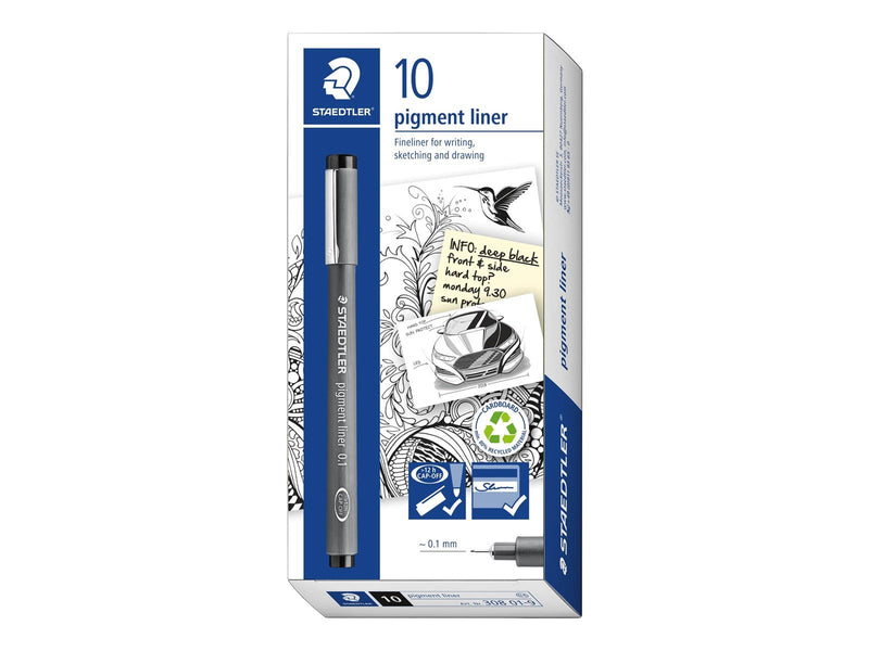 Staedtler Fineliner pigment liner 10 pcs  0.1mm black