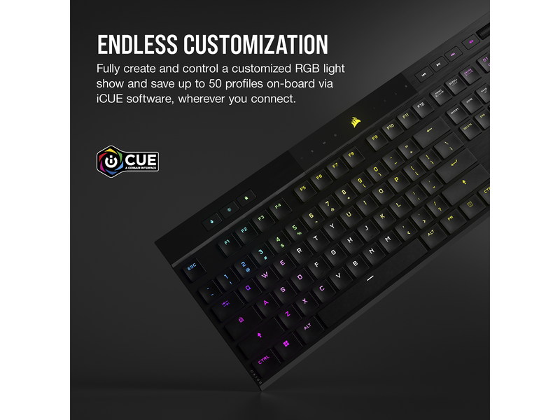 Corsair K100 Air Wireless RGB - MX Ultra Low Profile Tactile - US - Gaming Tastaturen - Englisch - US - Schwarz
