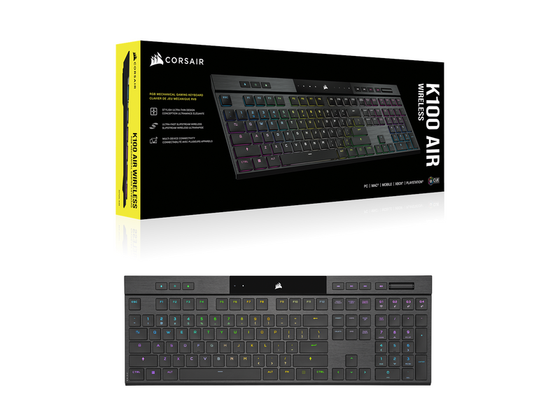 Corsair K100 Air Wireless RGB - MX Ultra Low Profile Tactile - US - Gaming Tastaturen - Englisch - US - Schwarz