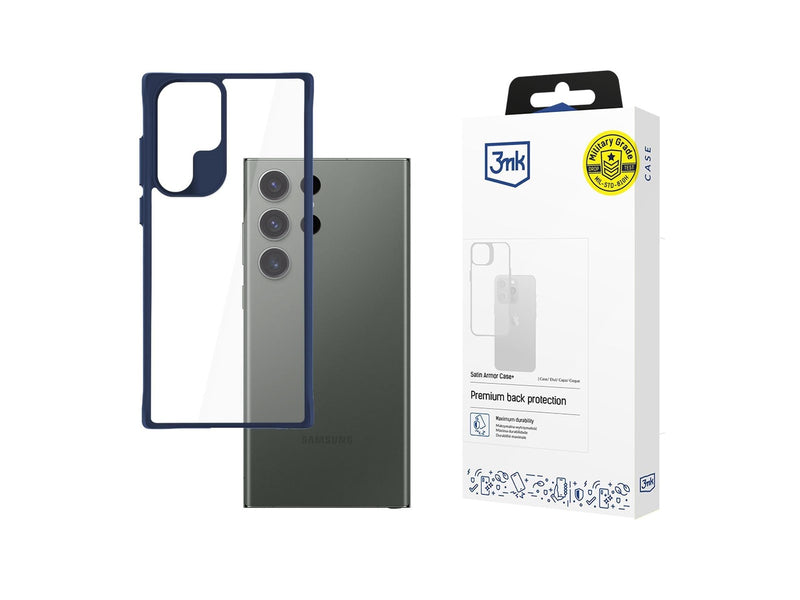 3mk Satin Armor Case+ Blue for Samsung Galaxy S24 Ultra - transparent