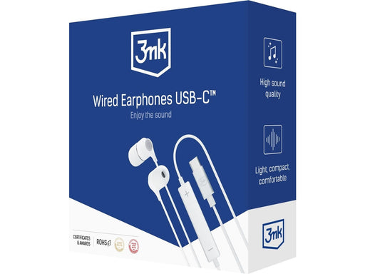 3mk USB-C  Wired Headphones - white