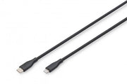 DIGITUS Lightning Silikon Anschlusskabel, USB-C - Lightning, 2m, schwarz