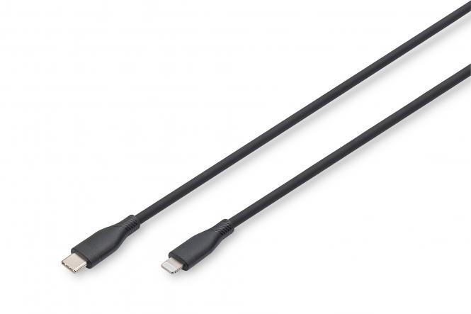 DIGITUS Lightning Silikon Anschlusskabel, USB-A - Lightning 2m, schwarz