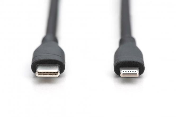 DIGITUS Lightning Silikon Anschlusskabel, USB-A - Lightning 2m, schwarz