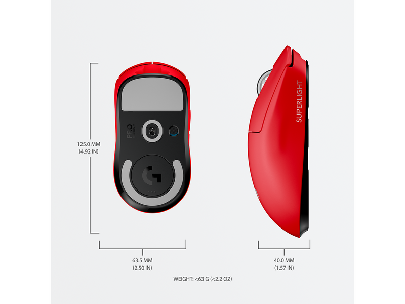 Logitech G PRO X SUPERLIGHT - Gaming Maus (Rot)
