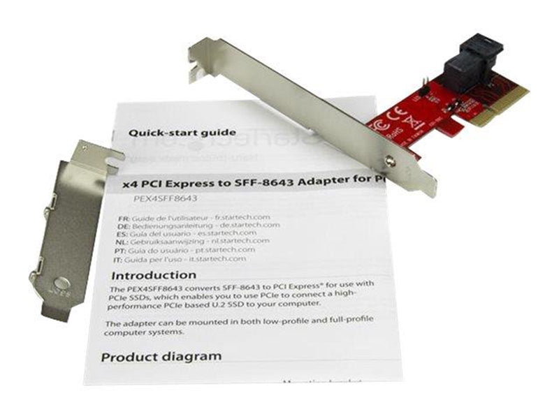 StarTech.com X4 PCI Express to SFF-8643 Adapter for PCIe NVMe U.2 SSD
