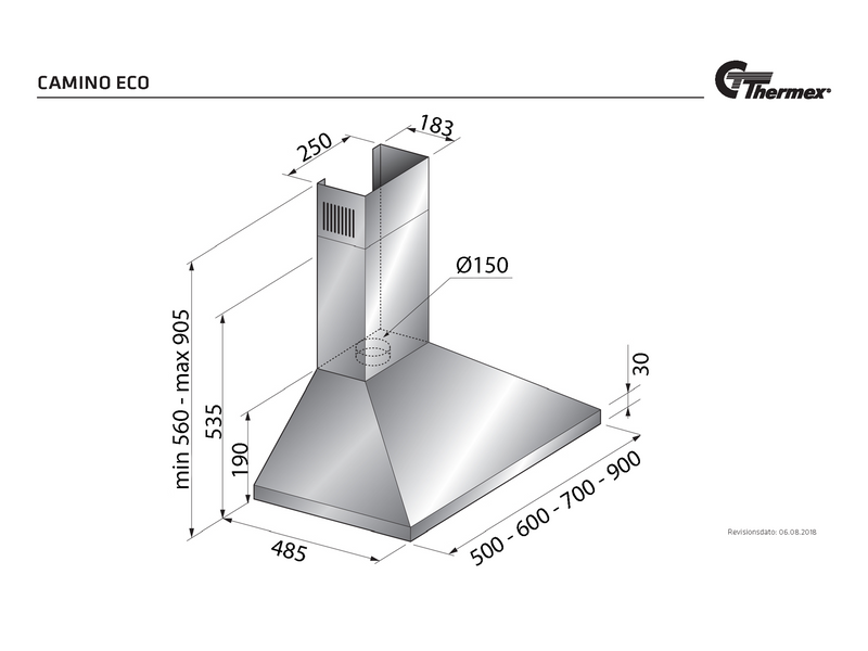 THERMEX Camino Eco II, 600 mm, With motor, Stainless