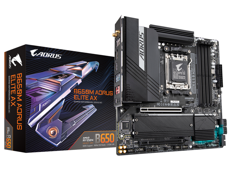 GIGABYTE B650M AORUS ELITE AX Mainboard - AMD B650 - AMD AM5 socket - DDR5 RAM - Micro-ATX